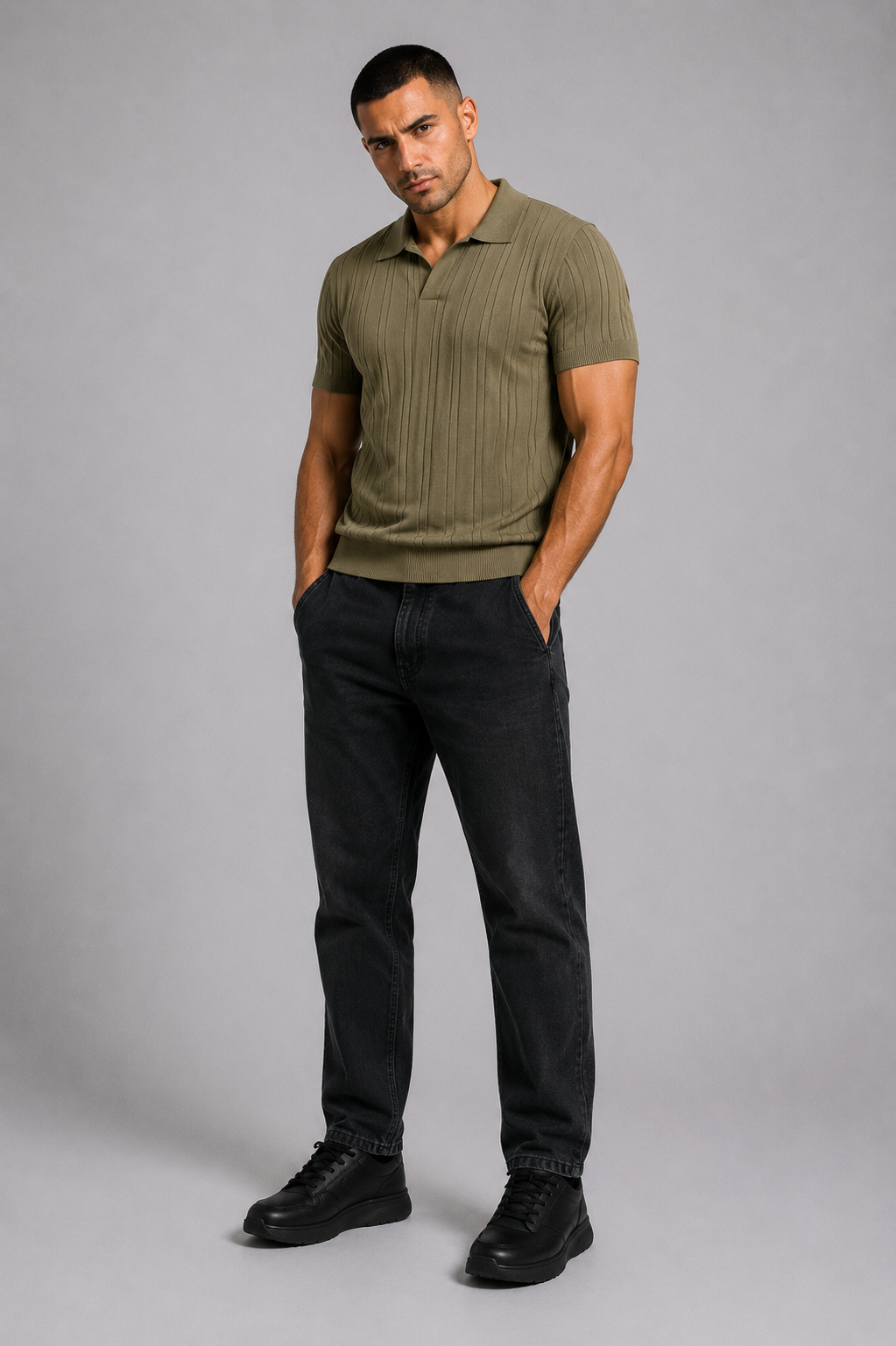 The Knit Polo – Olive