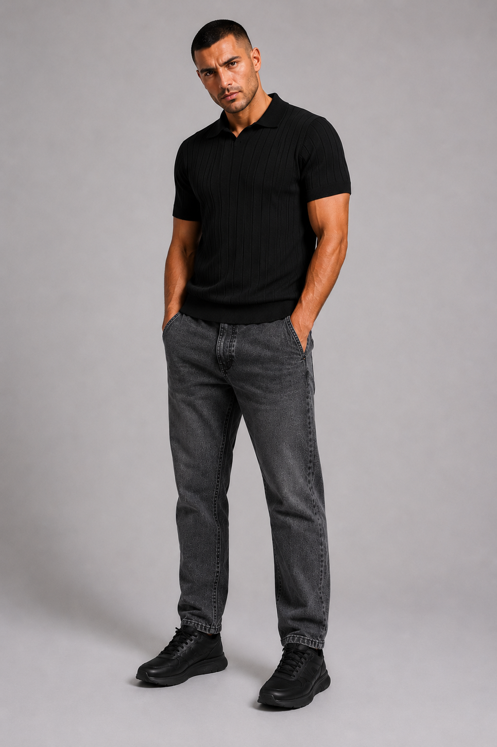 The Knit Polo – Noir